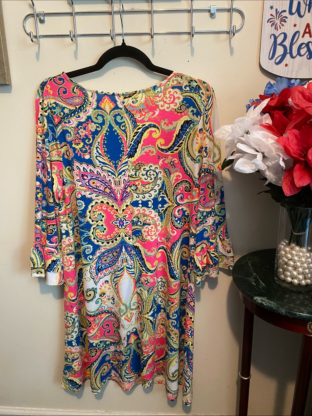 Honeyme Vibrant Paisley Swing Dress in Multi-Color Size Large - Picture 4 of 4